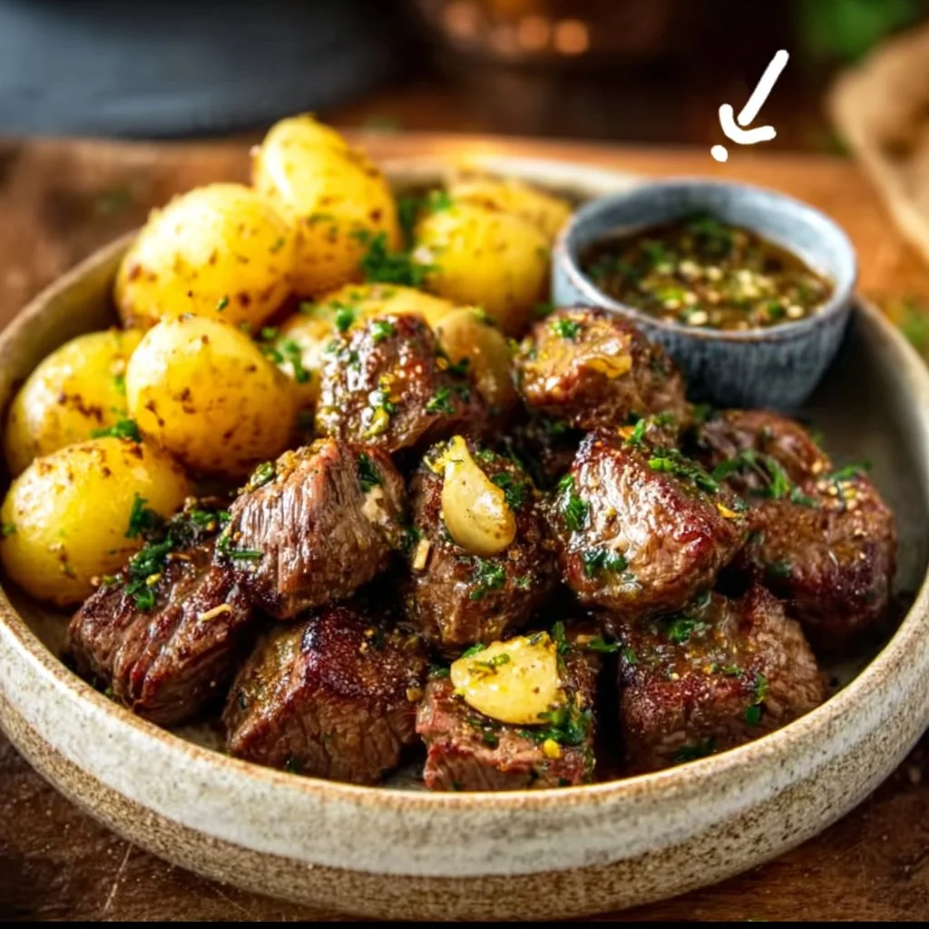 Garlic Butter Beef Bites with Potatoes