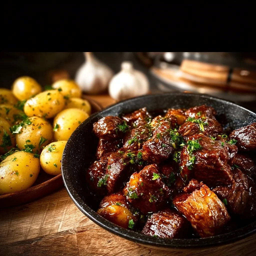 Garlic Butter Beef Bites with Potatoes