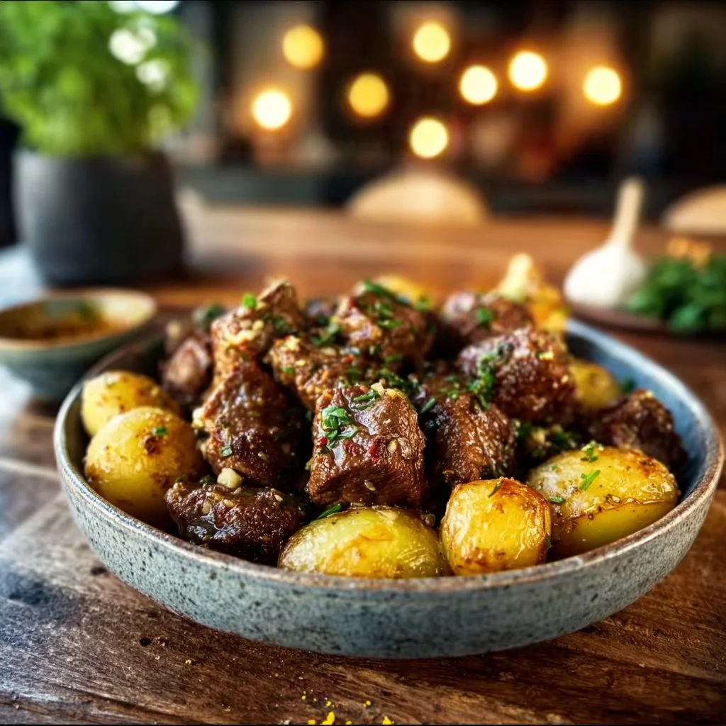 Garlic Butter Beef Bites with Potatoes