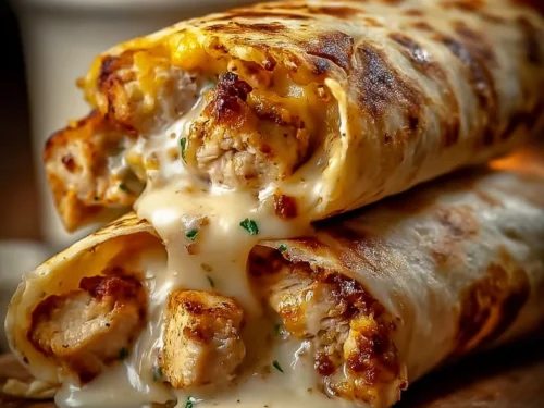 Savory garlic chicken wraps filled with tender chicken and fresh ingredients.