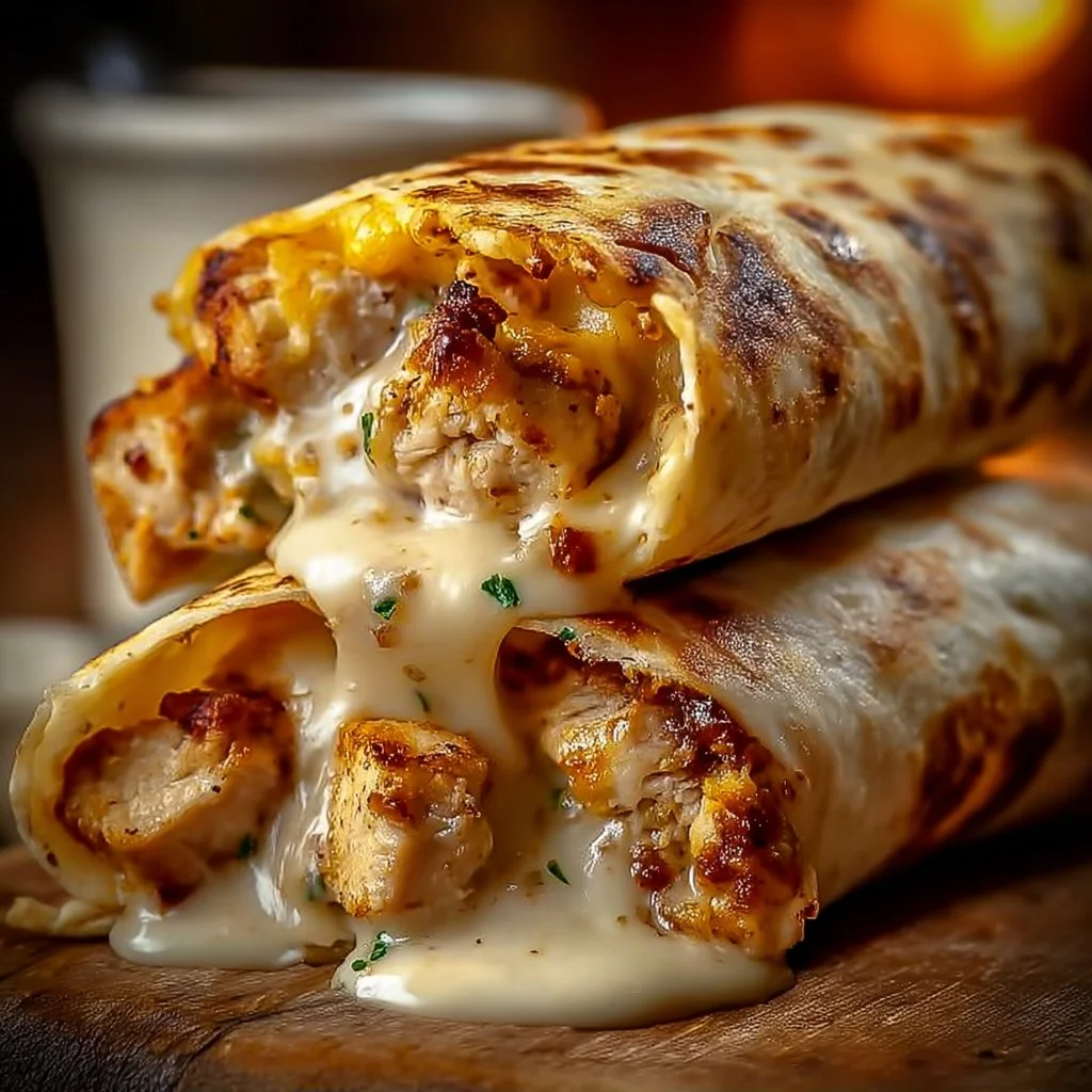 Savory garlic chicken wraps filled with tender chicken and fresh ingredients.