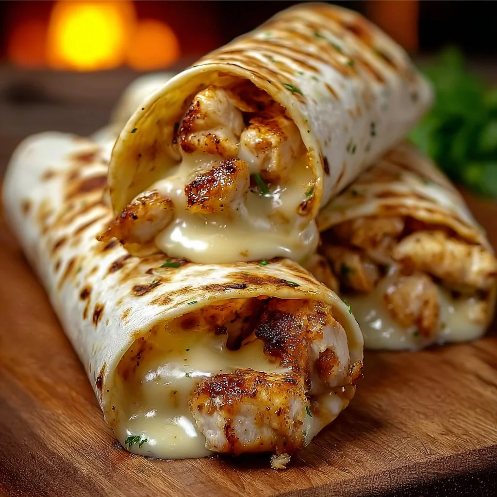 Cheesy Garlic Chicken Wraps