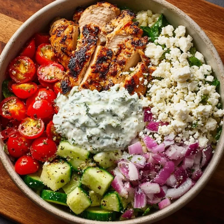 Delicious Greek Chicken Bowls with colorful vegetables and healthy ingredients