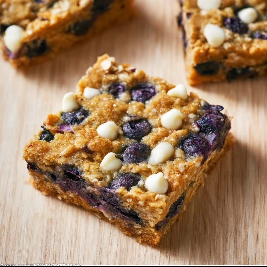 Healthy blueberry breakfast baked oatmeal in a baking dish