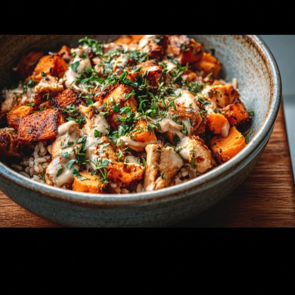 Healthy Chicken & Sweet Potato Rice Bowl
