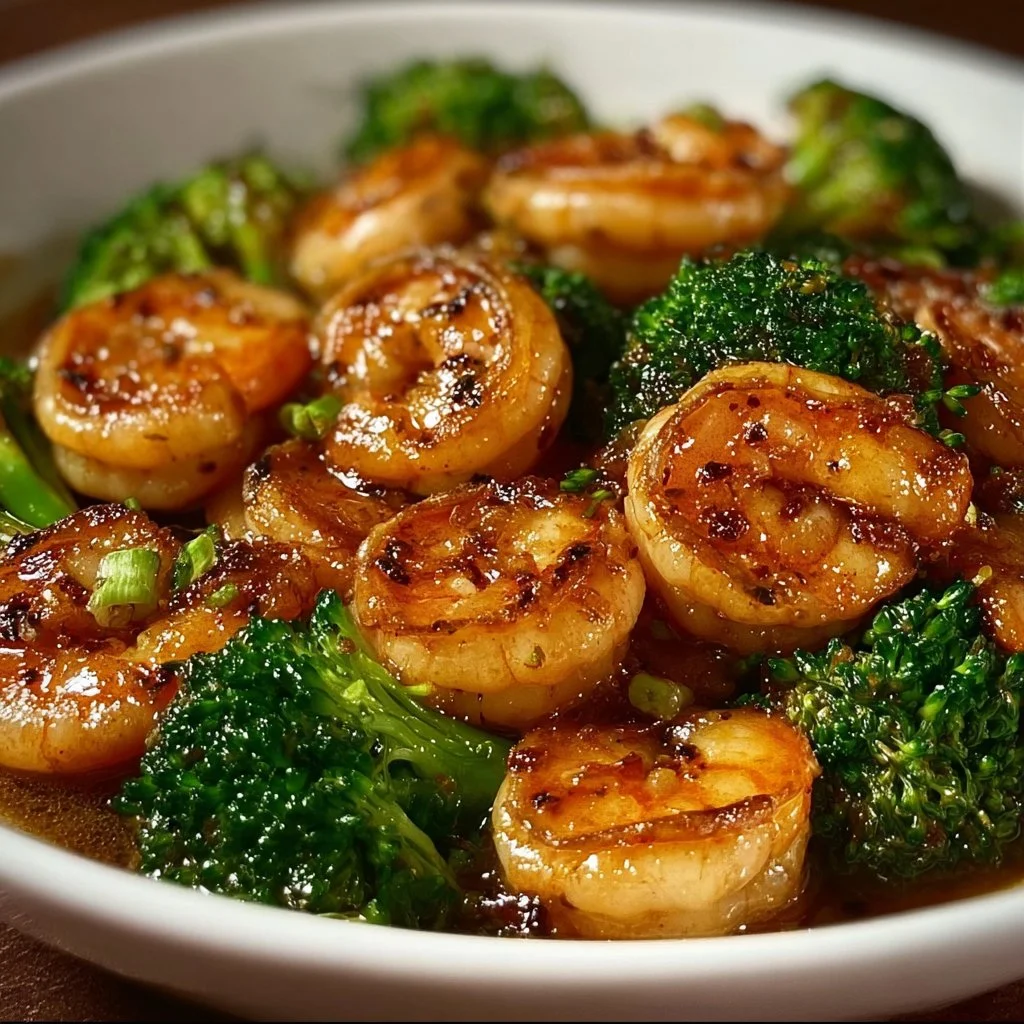Delicious high-protein honey garlic shrimp served with vegetables