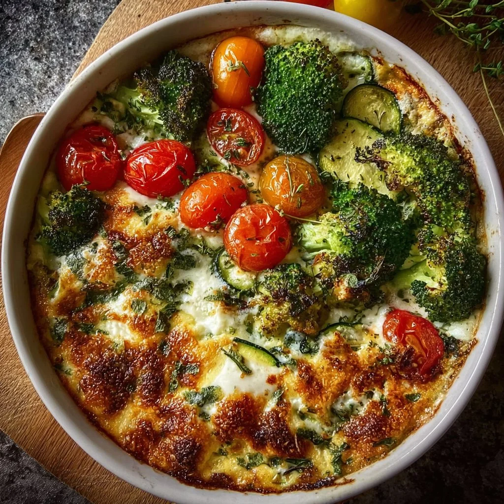 High-protein veggie bake loaded with nutritious ingredients and cottage cheese