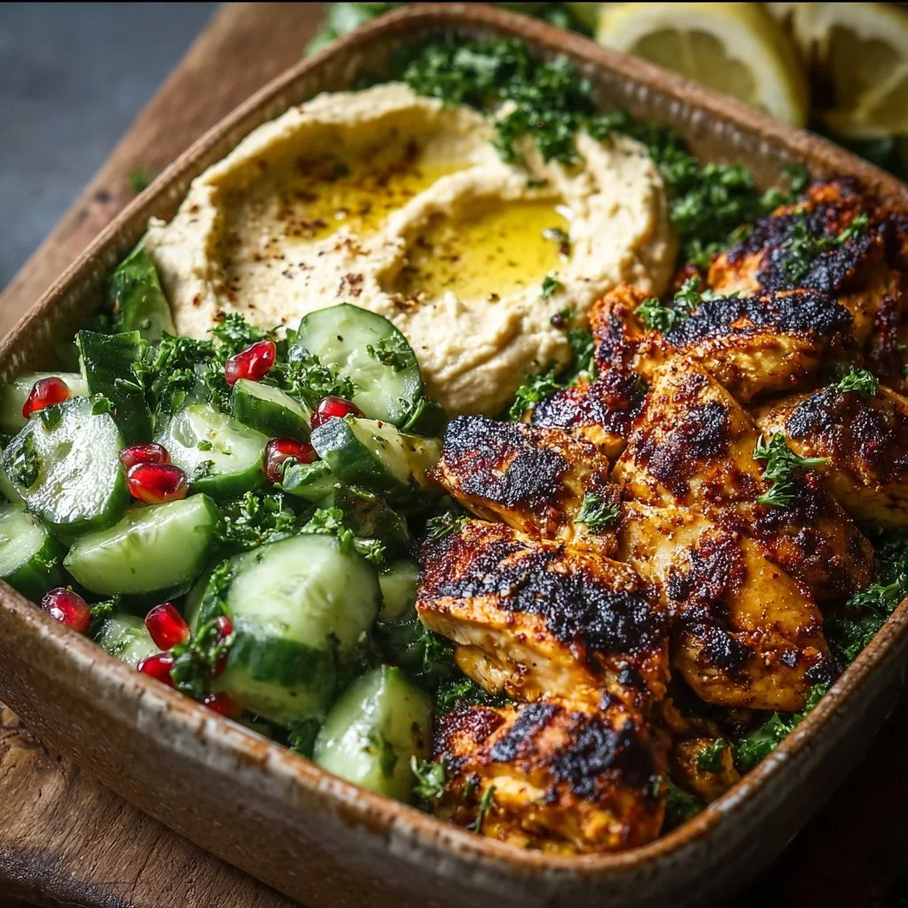 Lemon Chili Grilled Chicken Bowls with Fresh Cucumber Salad & Hummus — A Refreshing, Flavor-Packed Bowl You’ll Crave Again and Again