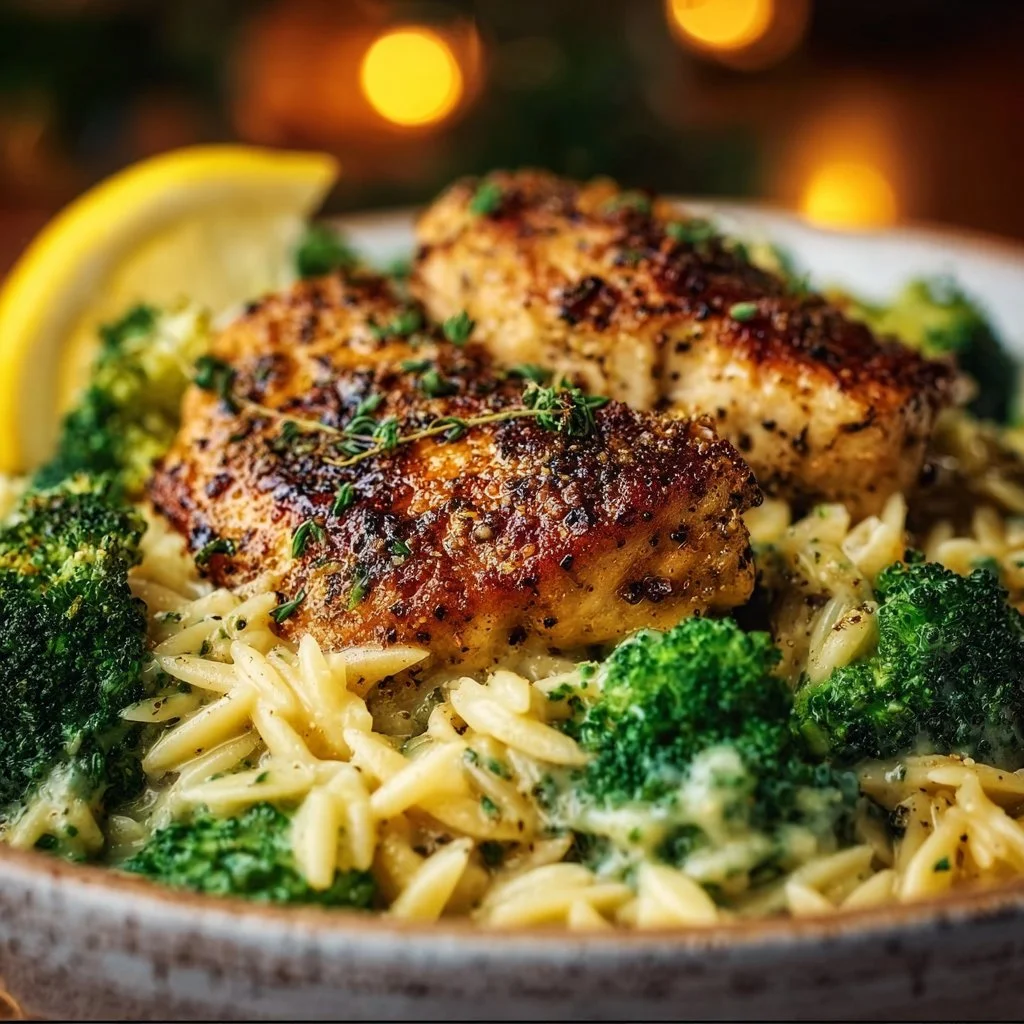 Lemon Pepper Chicken Broccoli Orzo