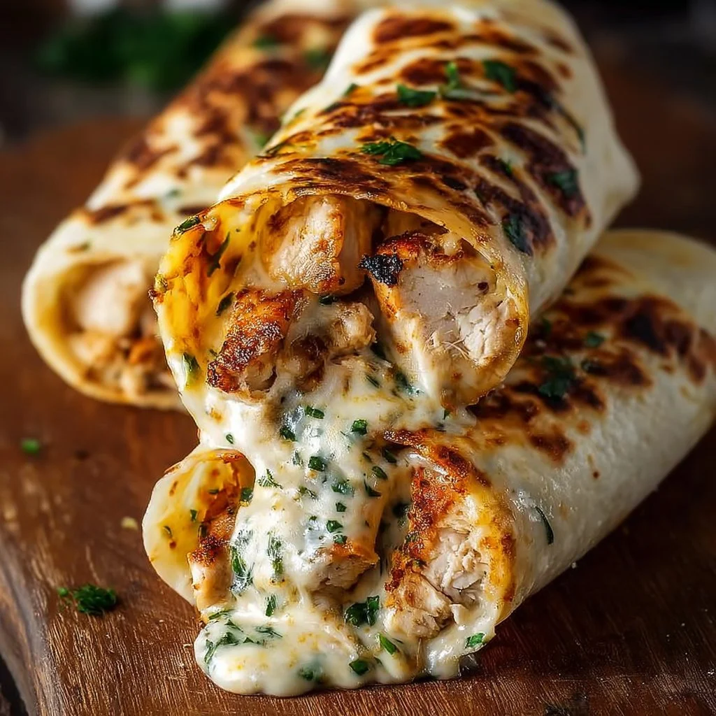 Low Carb Cheesy Garlic Chicken Wraps