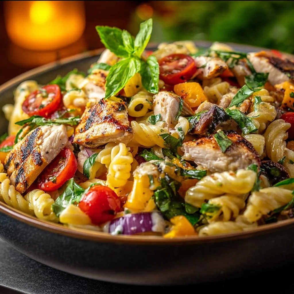 Mediterranean Chicken Pasta Salad