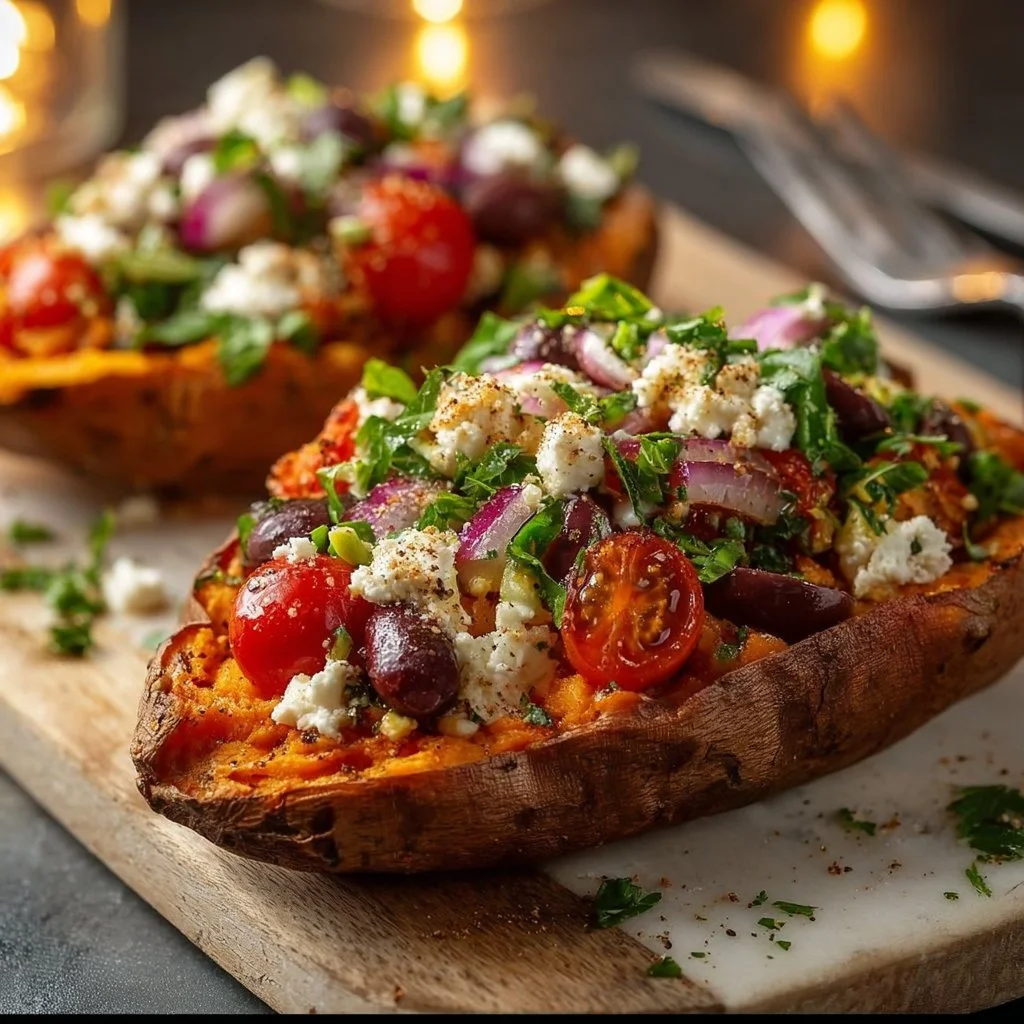 Mediterranean Stuffed Sweet Potatoes