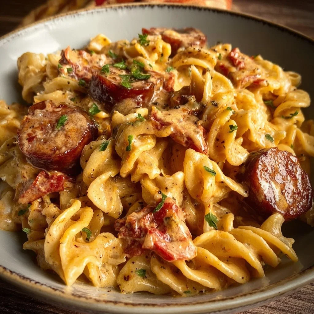 One Pot Creamy Cajun Sausage Pasta