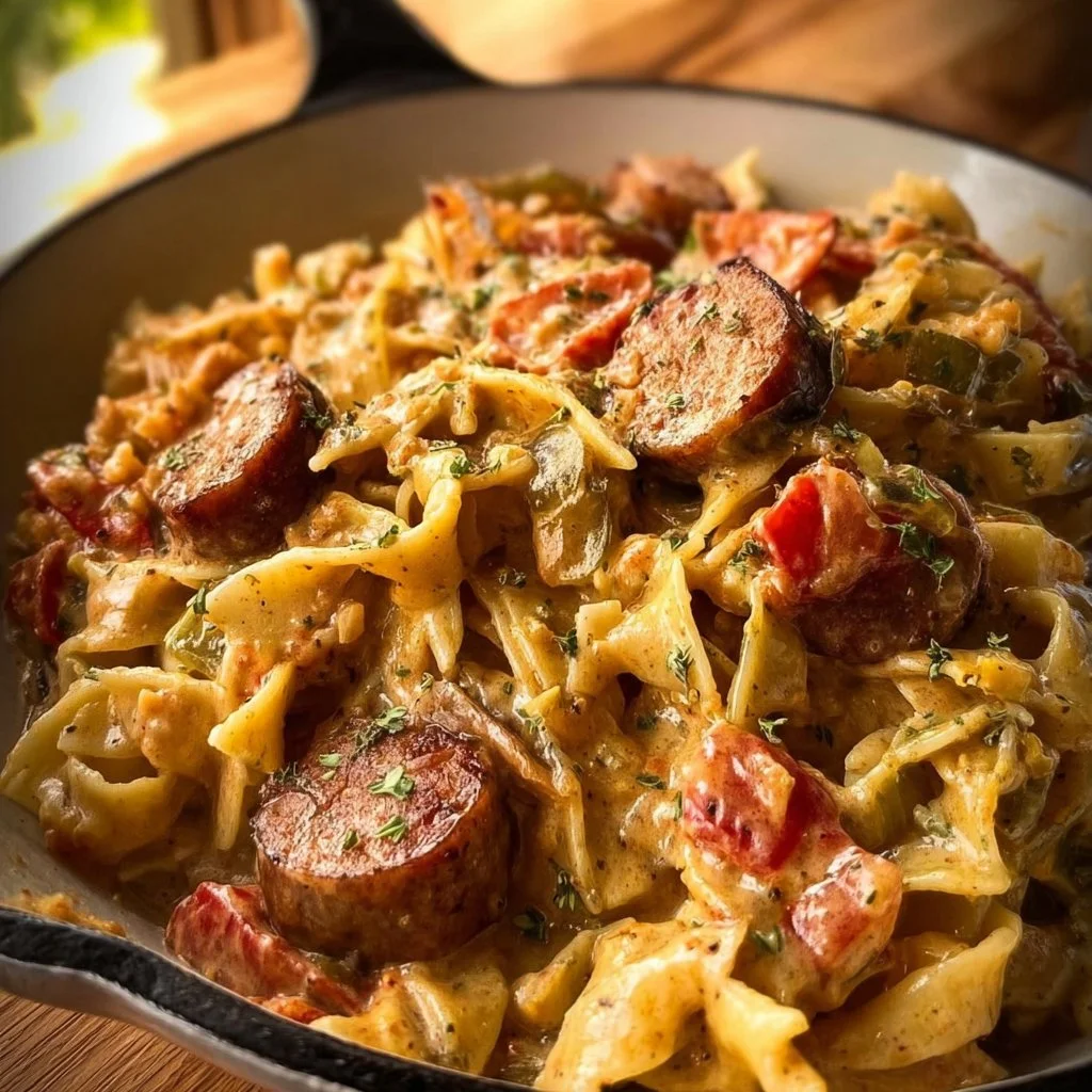 One Pot Creamy Cajun Sausage Pasta