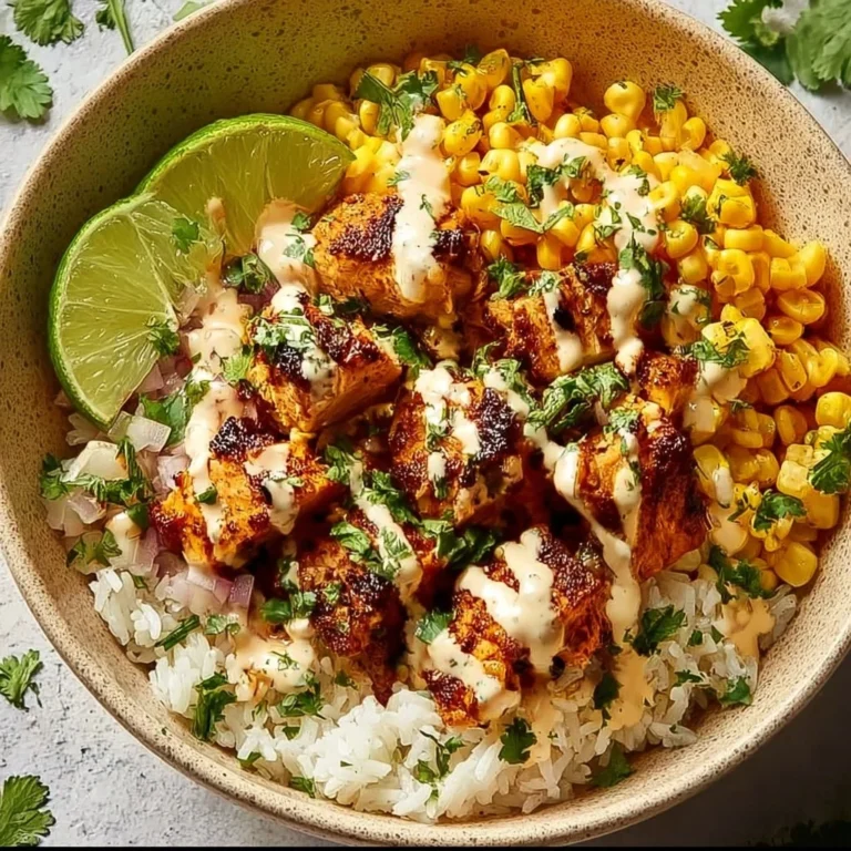 Savory street corn chicken bowl with fresh ingredients for a quick dinner