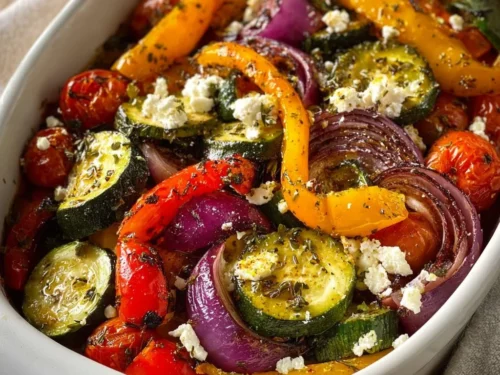 Colorful plate of Greek veggies and legumes for easy dinner ideas