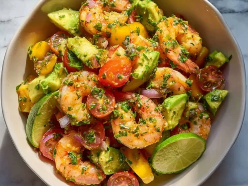 Fresh avocado and shrimp salad recipe for a light and healthy lunch