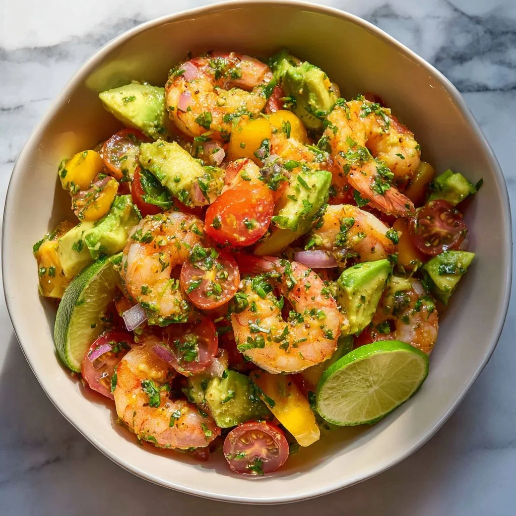 Fresh avocado and shrimp salad recipe for a light and healthy lunch