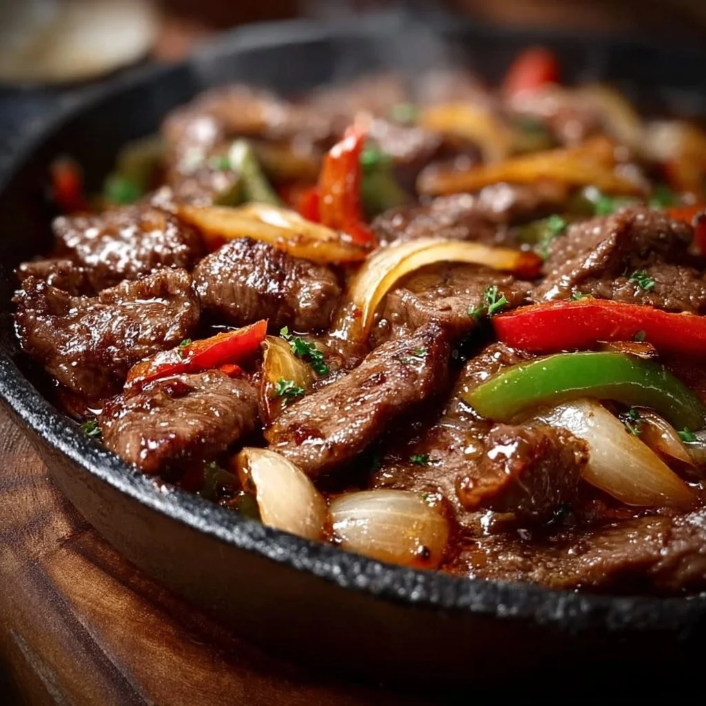 Sizzling Chinese Pepper Steak with Onions