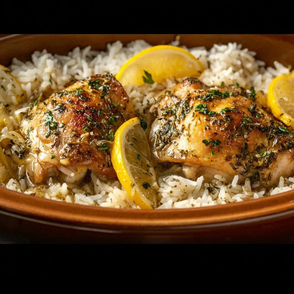 Slow Cooker Lemon Herb Chicken with Fluffy Rice