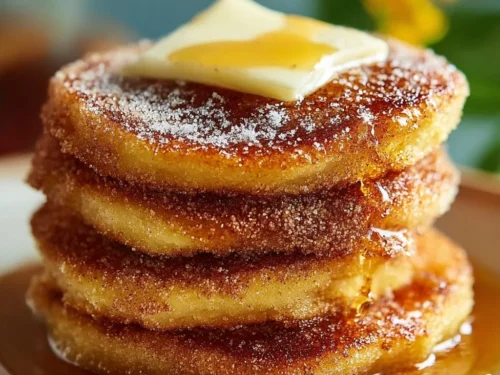 Delicious Spanish churro-inspired pancakes served with cinnamon and sugar