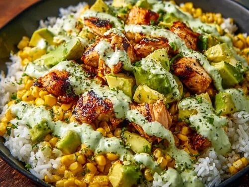Delicious Street Corn Chicken Rice Bowl with vibrant flavors and fresh ingredients