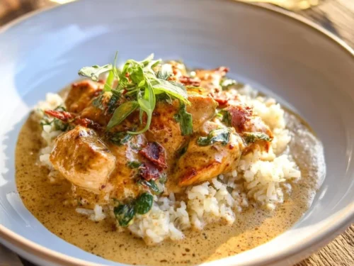Whole30 Marry Me Chicken dish served with fresh herbs and vegetables