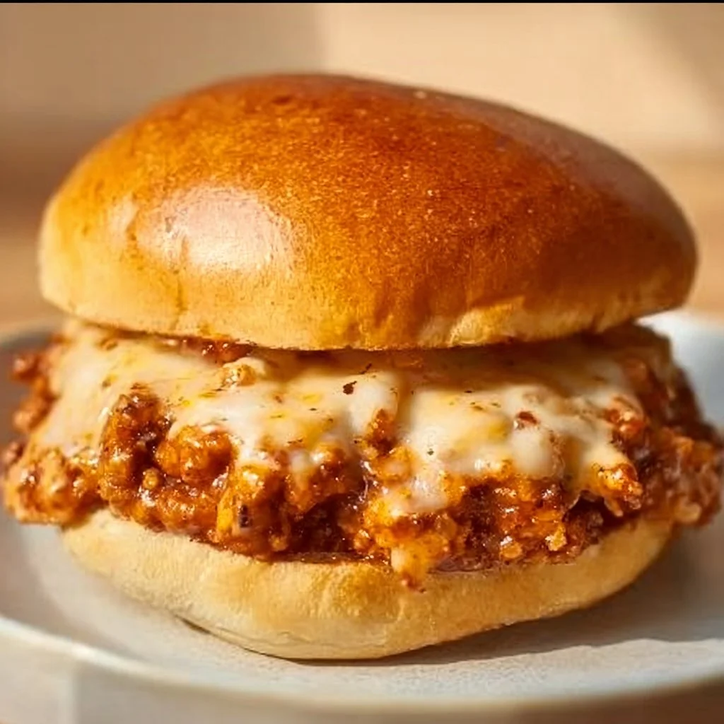 Cajun Chicken Sloppy Joes served on a plate with colorful toppings